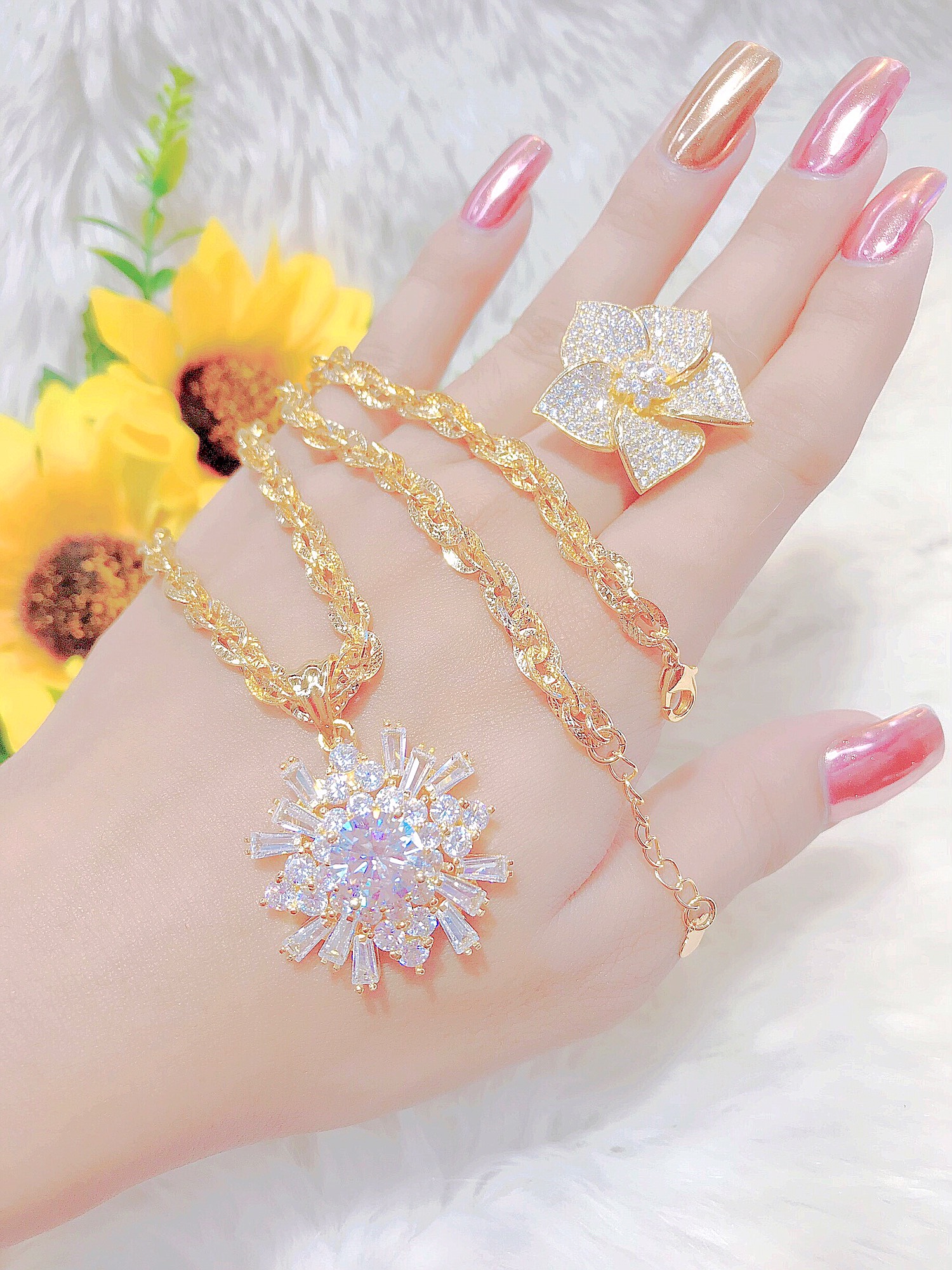 Bộ trang sức vàng mạ 18k (Có 02 Món) X.S0010-210 - bộ trang sức bằng vàng 18k, bộ trang sức vàng trắng, bộ trang sức bạc, bộ trang sức vàng 24k, bộ trang sức vàng tây, bộ vàng cưới 24k, bộ trang sức ngọc trai, nữ trang bộ vàng 18k