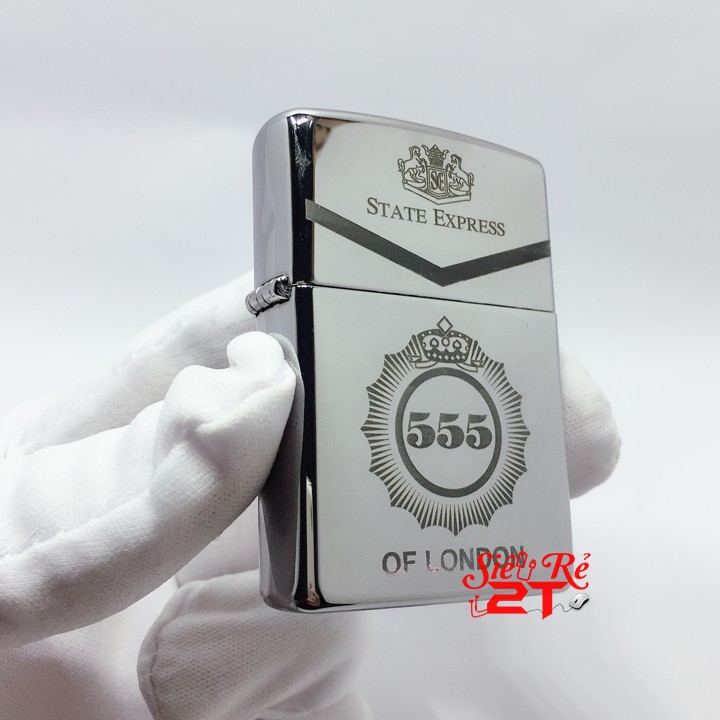 Zippo 250 high polished chrome khắc logo 3 số 5 - zippo 250 chính hãng