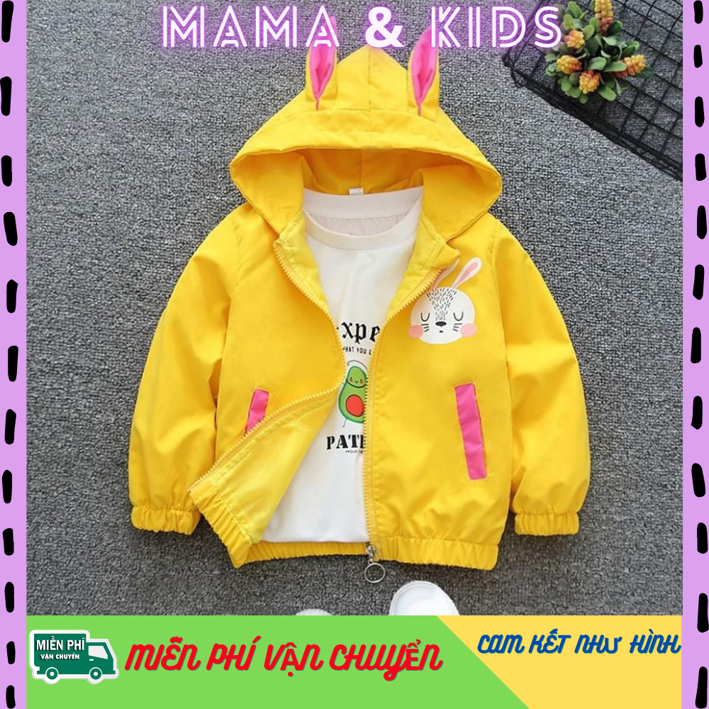💖 HÀNG HOT 💖 Áo khoác gió 2 lớp SIÊU ẤM cho bé gái hình THỎ ngộ ngĩnh - Size từ 7 -32kg