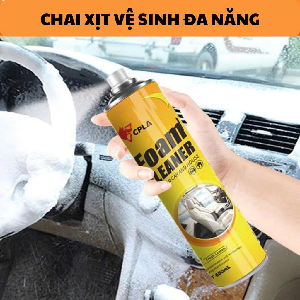Multi-Purpose Foam Spray Bottle for Cleaning Car Interiors, Leather Seats, and Car Ceilings Foam Cleaner/ Multi Purpose (650ml) Giá 54,000 Đồng*Miễn phí vận chuyển