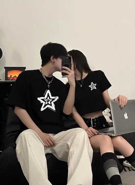 Combo Croptop + Áo Thun dành cho cặp đôi yêu nhau mặc cặp đi chơi