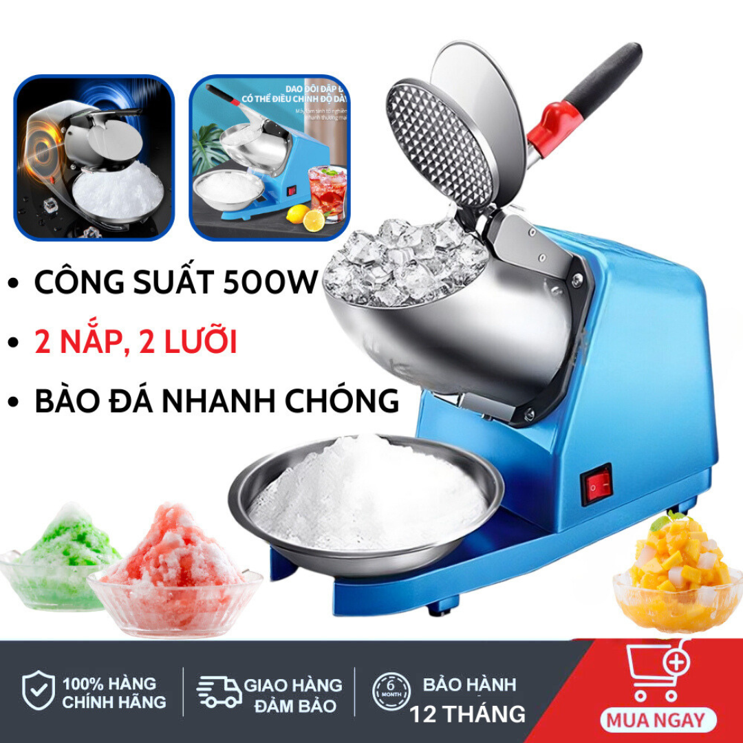 Bảo Hành 12Tháng Máy Bào Đá Tuyết 2 Lưỡi ABG Máy Xay Đá Giúp Làm Nhuyễn Lưỡi Bằng Thép Sắc Bén Giúp Xay Mịn Đá Tuyết