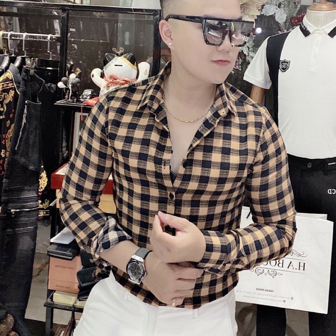 [HCM]Áo sơ mi nam tay dài Áo sơmi nam họa tiết Sọc Caro  vải lụa siêu mát  Á sơ mi nam giá tận xưởng Áo sơ mi nam đẹp Áo sơ mi nam công sở Bellas House SMN34