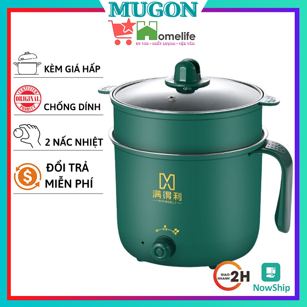 Ca mì 18cm có giá hấp inox cooking pot - ca nấu mì có lồng hấp 2 in 1 siêu tốc tiện lợi,ca nấu mì,nồi lẩu mini,ca mì, nồi lấu mì,nồi hấp mini