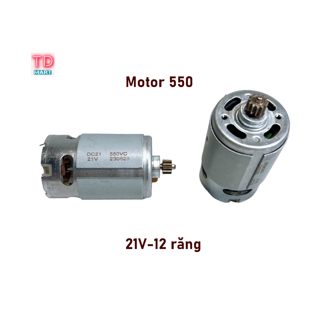 Motor 550 21V 12 Răng của máy khoan pin 21v có chổi than