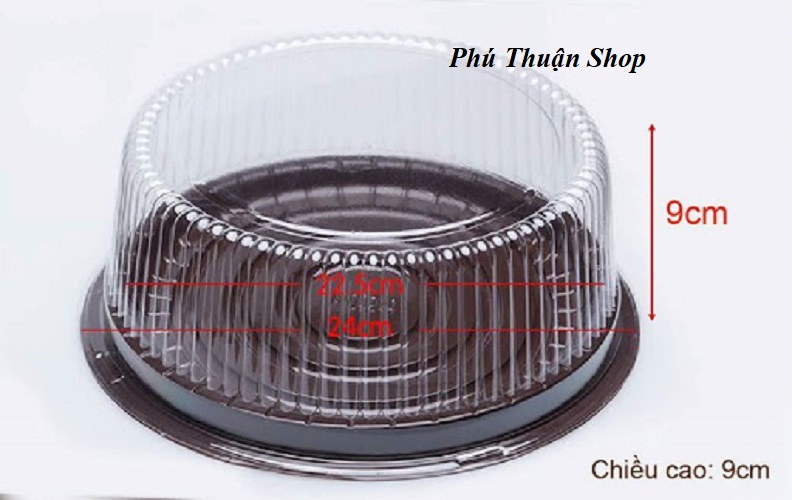 Combo 50 hộp tròn đựng bánh đế đen a024, kích thước lọt lòng 20 cm x 20 cm x 8.5 cm