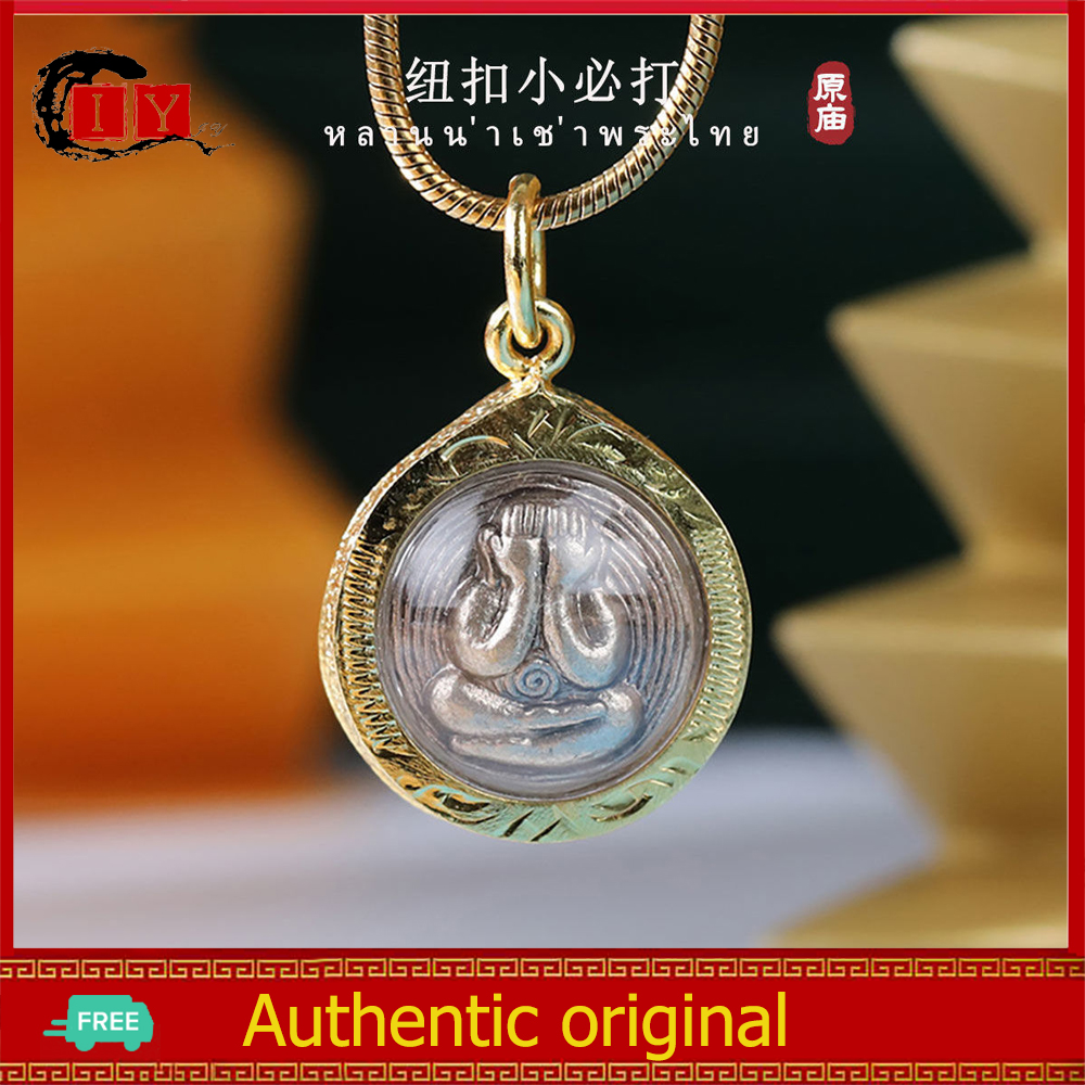 IY-Mặt dây chuyền Phật đeo mặt nạ Thái Lan Mặt dây chuyền nam nữ mạ vàng Nghi lễ cầu nguyện chuyên nghiệp mang lại may mắn và giàu có