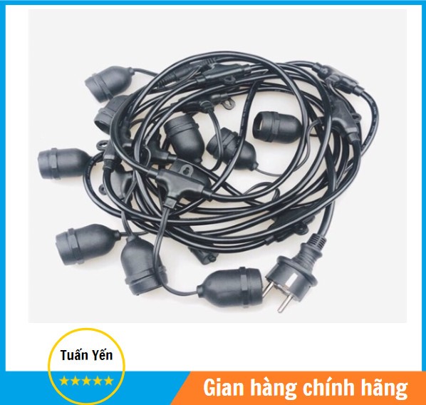 Dây đèn kín nước ngoài trời dây tròn lớn 5m10 đuôi, 10m 15 đuôi, 10m 20 đuôi, 15m 30 đuôi