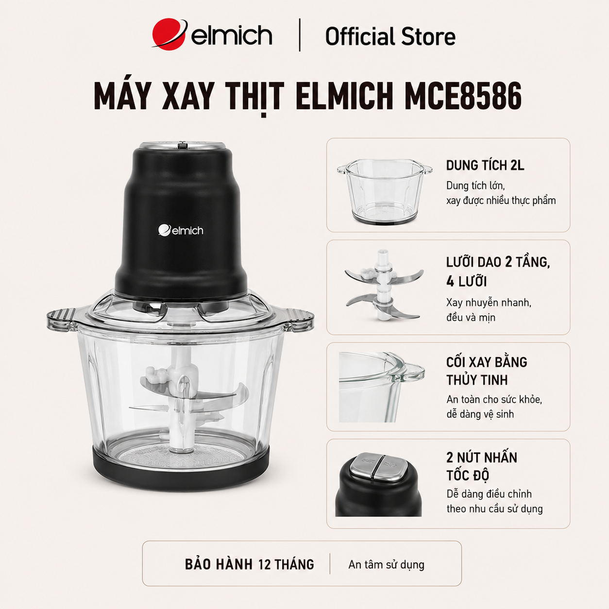 (Mega 11.11) Elmich Mce8586 Meat Grinder with 2L Capacity