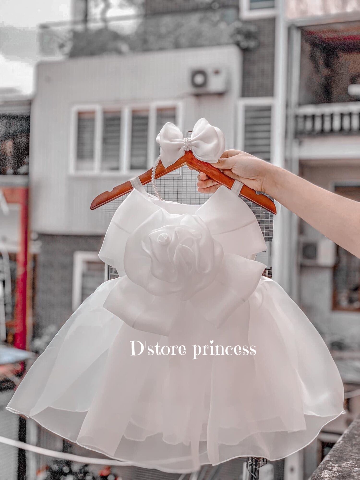 8kg - 20kg Đầm công chúa bé gái váy công chúa hoa hồng tặng kèm bờm tóc xinh cho bé D003