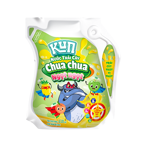 Kun nước trái cây chua chua ngọt ngọt thùng 24 túi x 110ml