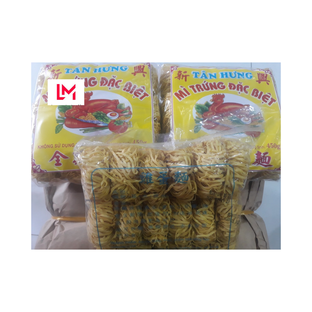 Mì Trứng Đặc Biệt Tieudung.officialstore Vắt Mì Sợ nhỏ và Sợ Lớn Tân Hưng 450gr Không dùng Hàn The