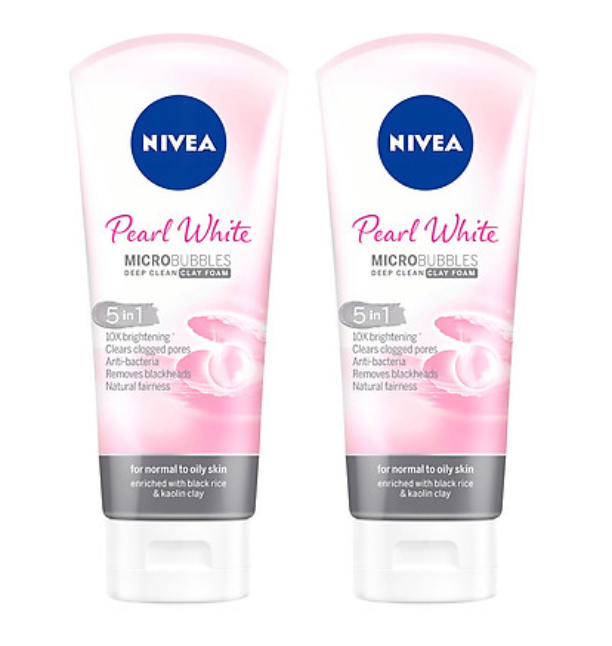 Combo 2 Sữa rửa mặt NIVEA Pearl White đất sét giúp trắng da 100ml*2