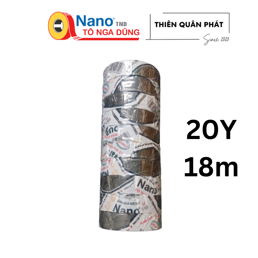 Combo 10 cuộn băng keo điện Nano Tô Nga Dũng 20Y màu đen