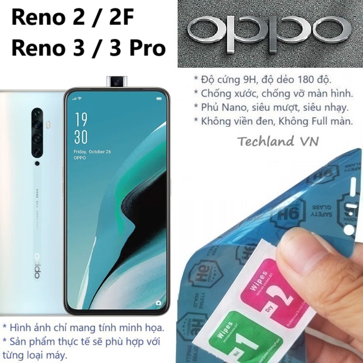 Cường Lực Phủ Nano Oppo Reno 2 / 2F / 3 / 3 Pro - Trong Suốt, Không Full Màn, Không Viền Đen