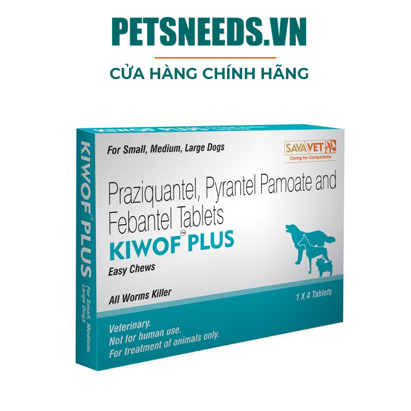 [HCM]Viên uống tẩy giun sán cho chó Kiwof Plus (hộp 1 vỉ 4 viên)
