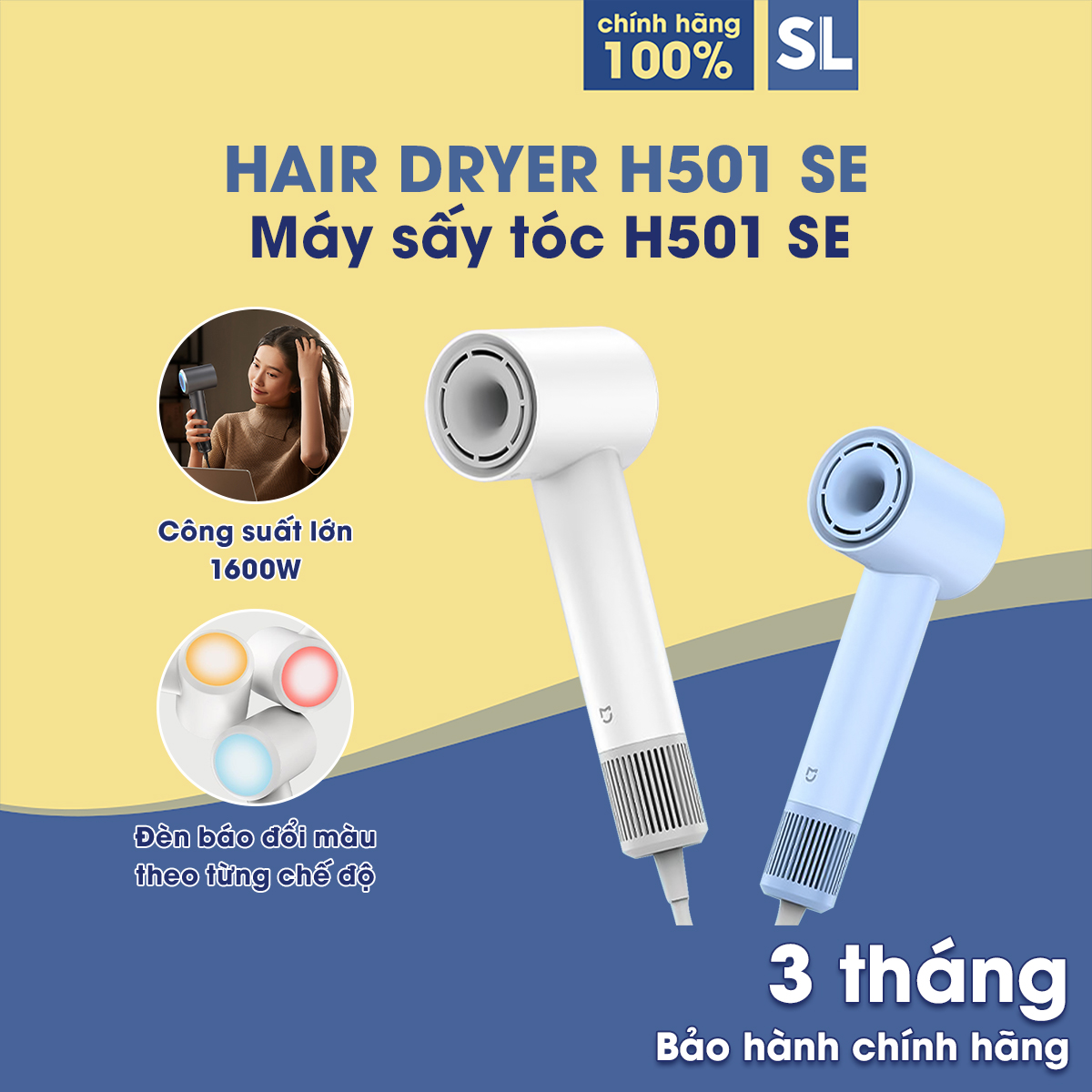 Máy Sấy Tóc Ion Âm Tốc Độ Cao Xiaomi H501 SE Điều Khiển Nhiệt Độ Thông Minh - 8 Chế Độ Sấy Có Thể Lựa Chọn