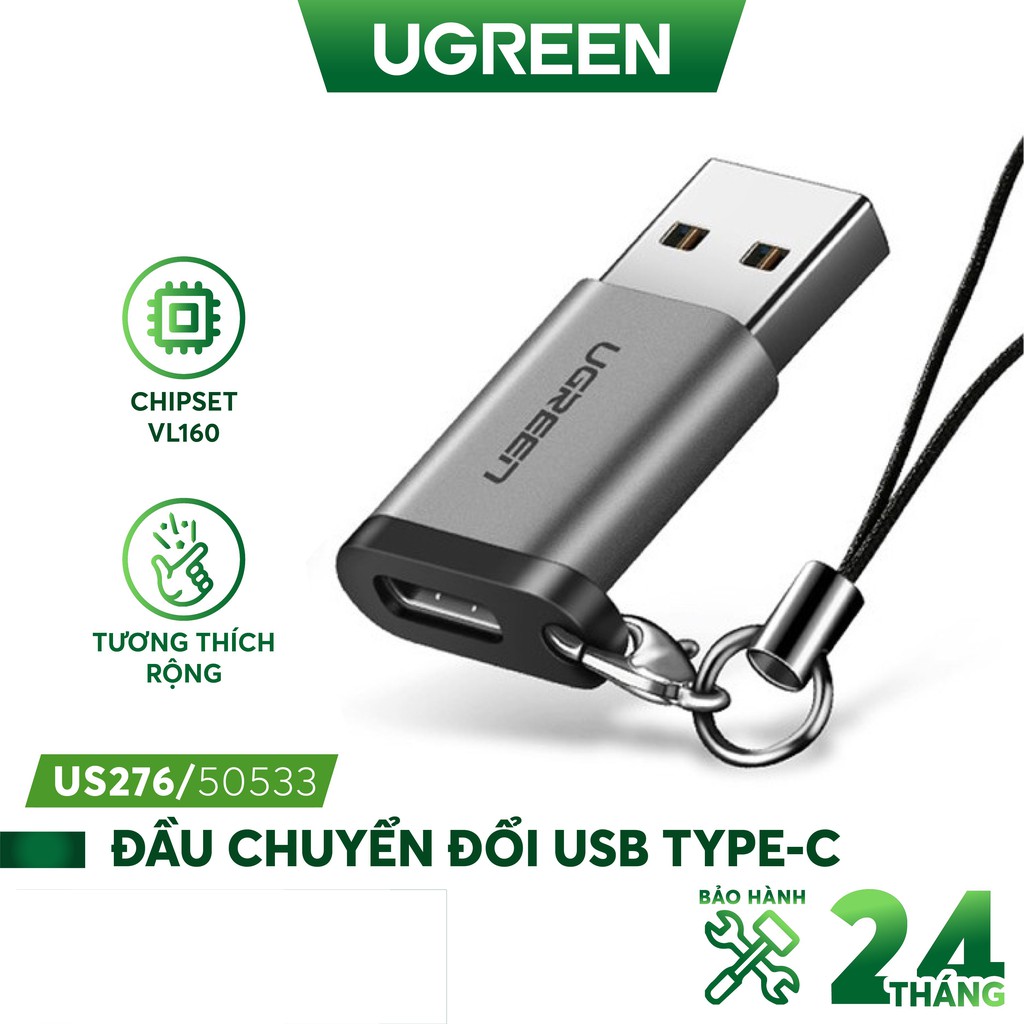 Đầu chuyển usb 3.0 sang usb type c âm cao cấp ugreen 50533