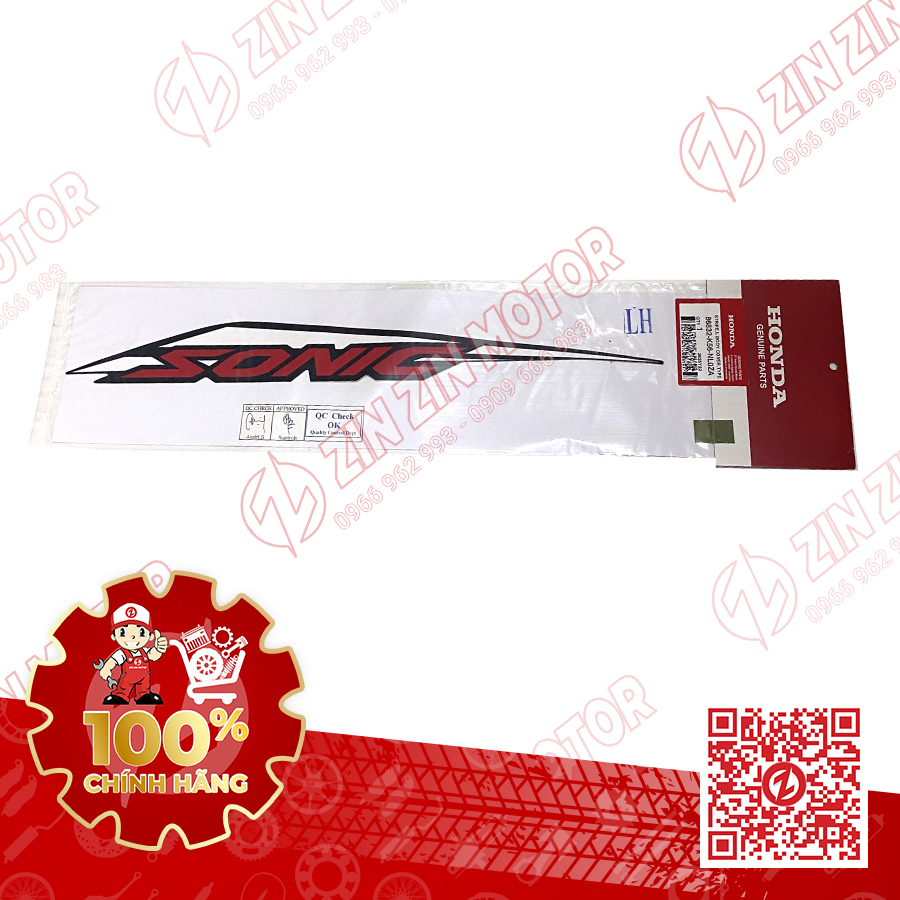 Tem bụng sau trái sonic 150r k56 trắng đỏ đen 2020 86832k56nl0za chính hãng honda