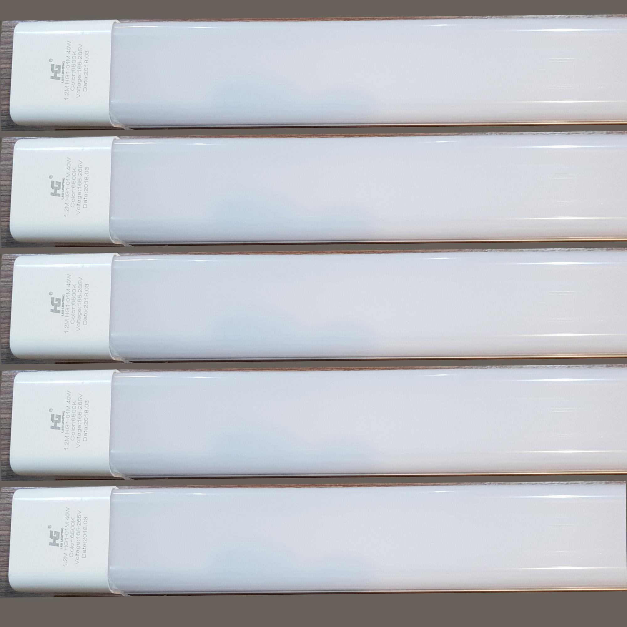 Bộ 5 đèn led Tuýp máng đôi mica 40w-1.2 mét