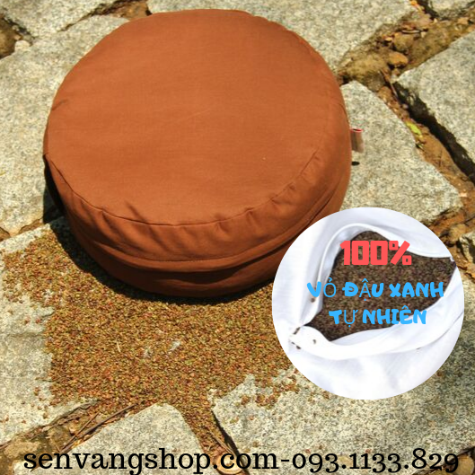 Bồ đoàn ngồi thiền vỏ đậu xanh trụ nhỏ (25x8cm)