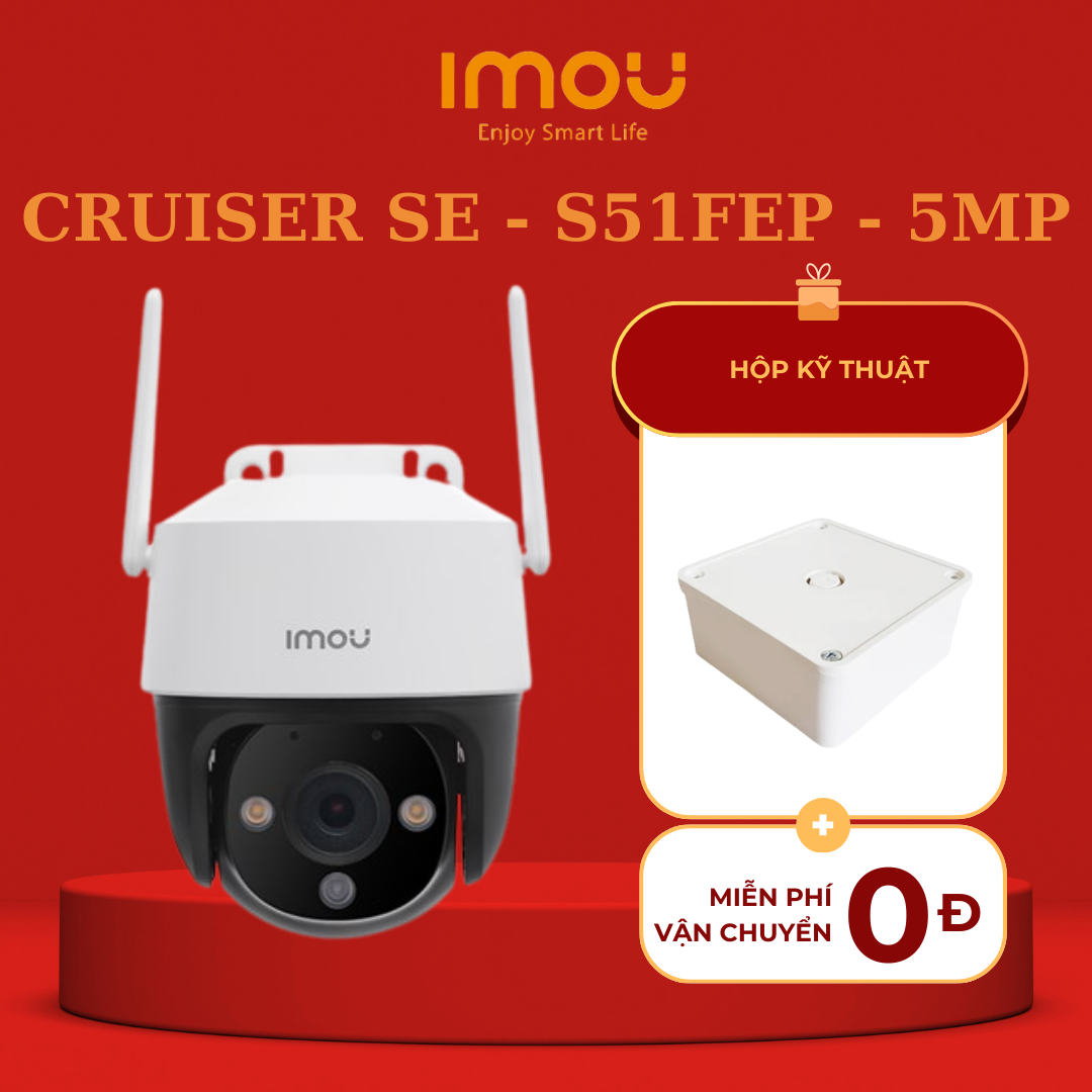   TẶNG HỘP KỸ THUẬT  Camera Imou Ngoài Trời Cruiser SE+ 5M - S51FEP và 3M - S31FEP l Xoay 360 l Có Màu Đêm l Đàm thoại 2 chiều I Bảo hành 2 năm 