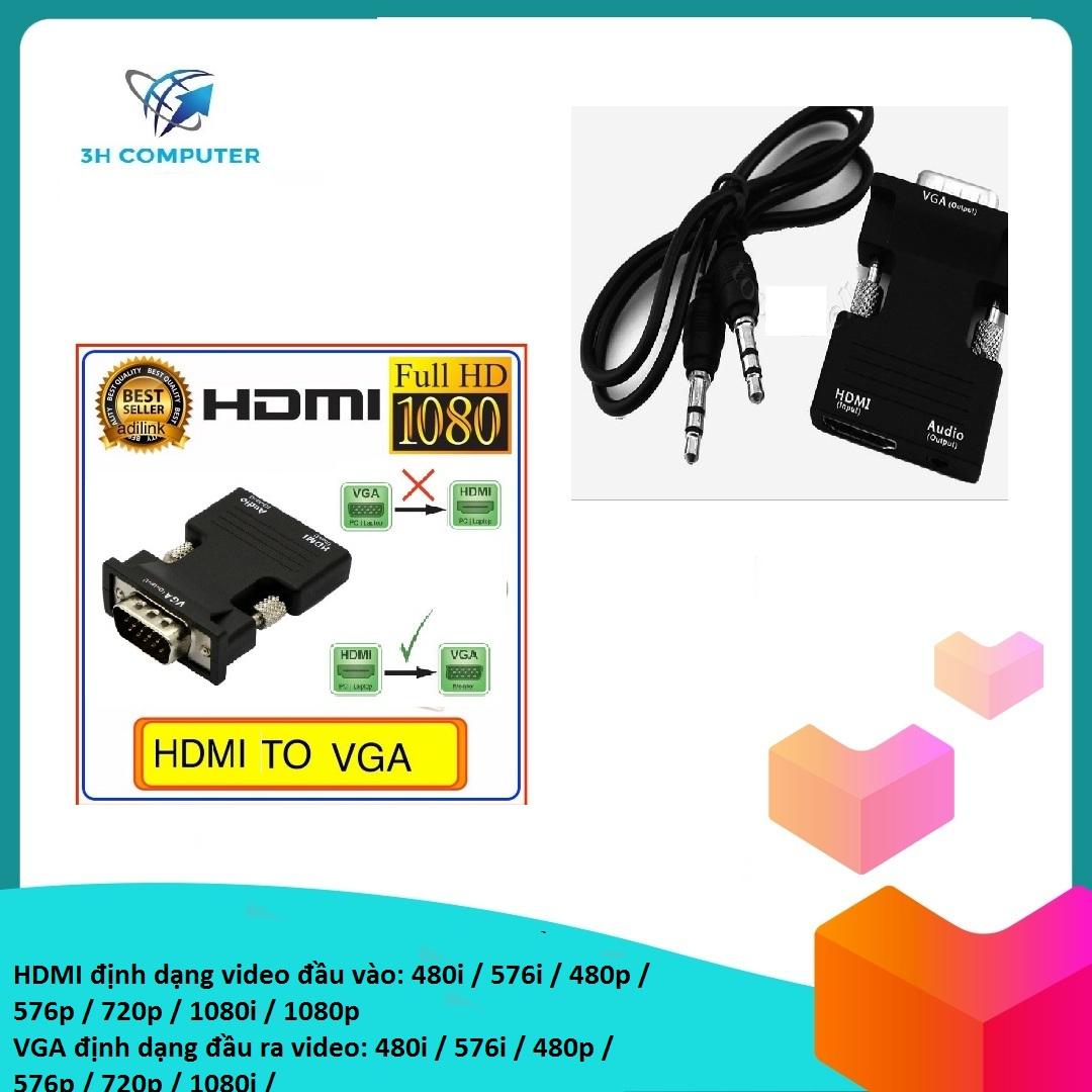 (Xả Kho3 ngày ) Đầu Chuyển Cổng HDMI Sang Cổng VGA Full HD 1080 Sắc Nét có audio