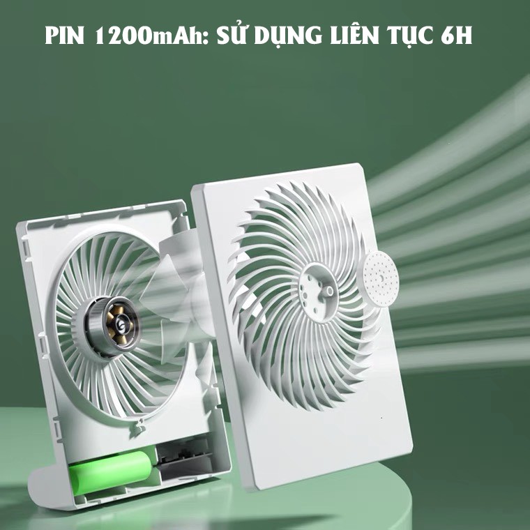 [Mã INCU1114 giảm 25% đơn 99K] Quạt tích điện để bàn, quạt mini không dây sạc pin USB có 3 tốc độ gió, pin 1200mAh