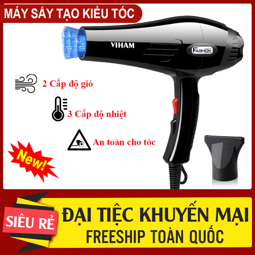 Máy sấy tóc viham, máy sấy tạo kiểu công suất lớn 2000w, chế độ nhiệt linh hoạt bảo vệ tóc, tạo kiểu nhanh chóng