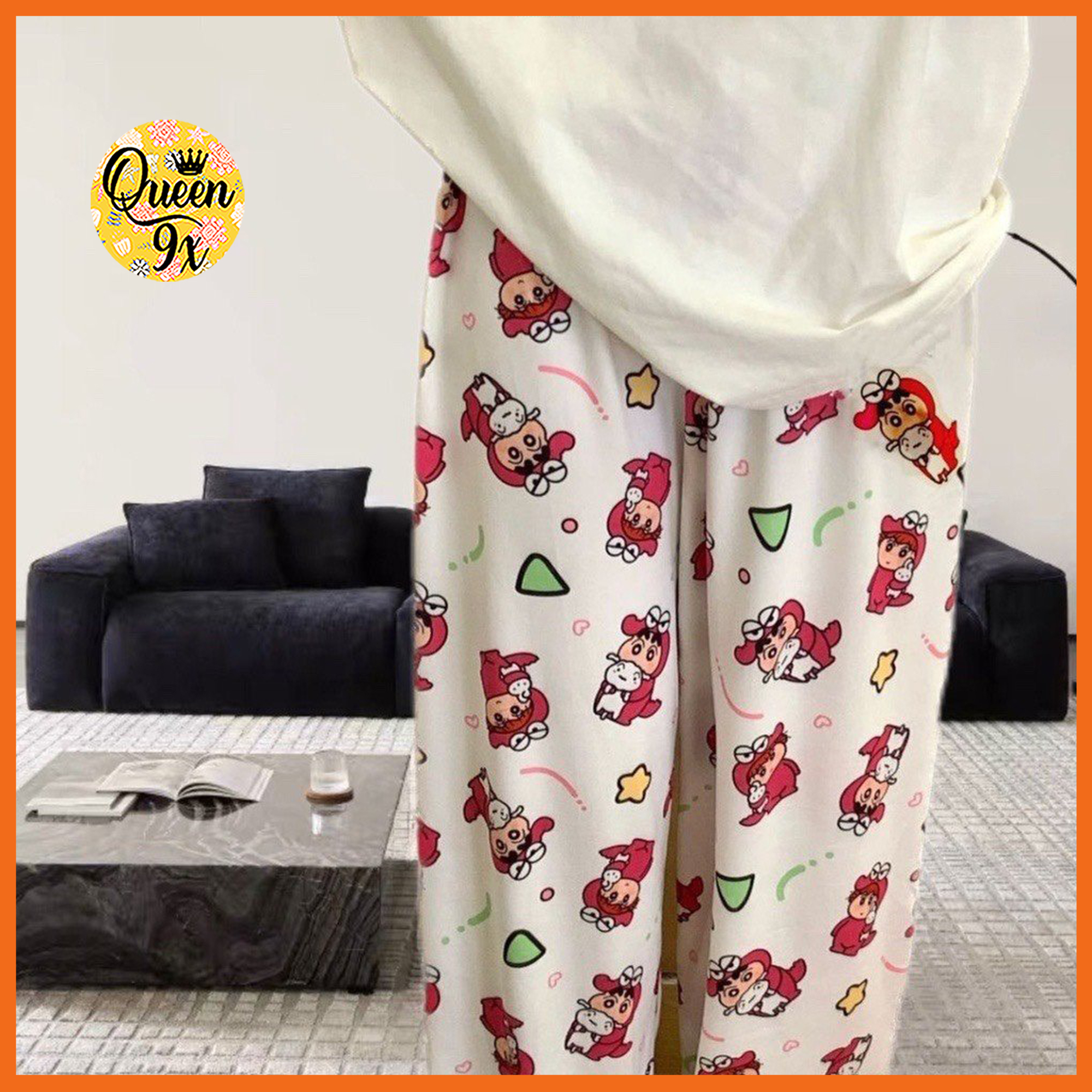 Quần Ngủ Hoạt Hình In Hình Shin Khủng Long Dáng Dài Dễ Thương