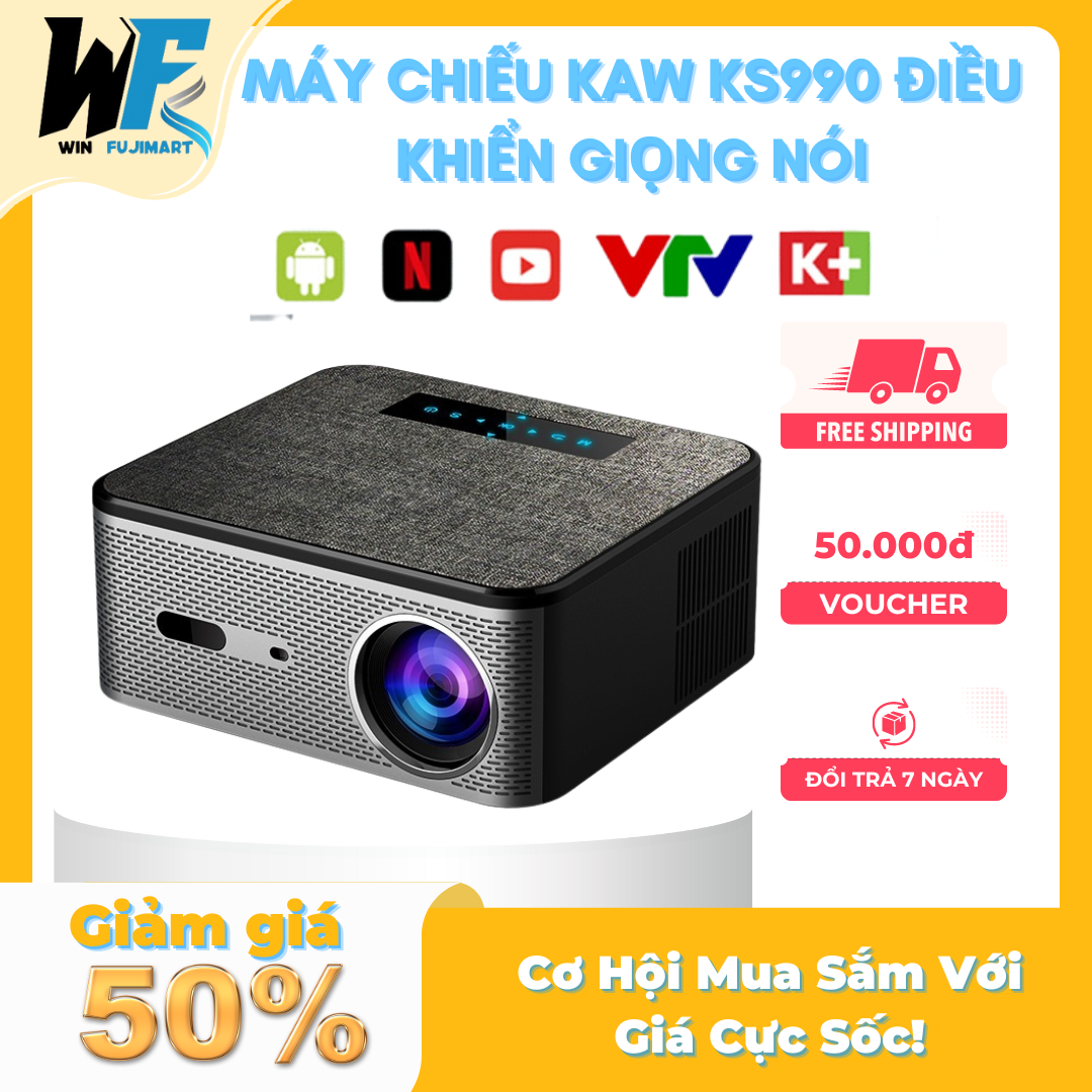 Máy Chiếu Mini KS990 điều khiển giọng nói Cho Văn Phòng Gia Đình Trường Học, mới 2024 độ phân giải 4K hình ảnh sắc nét âm thanh sống động - Bảo hành chính hãng