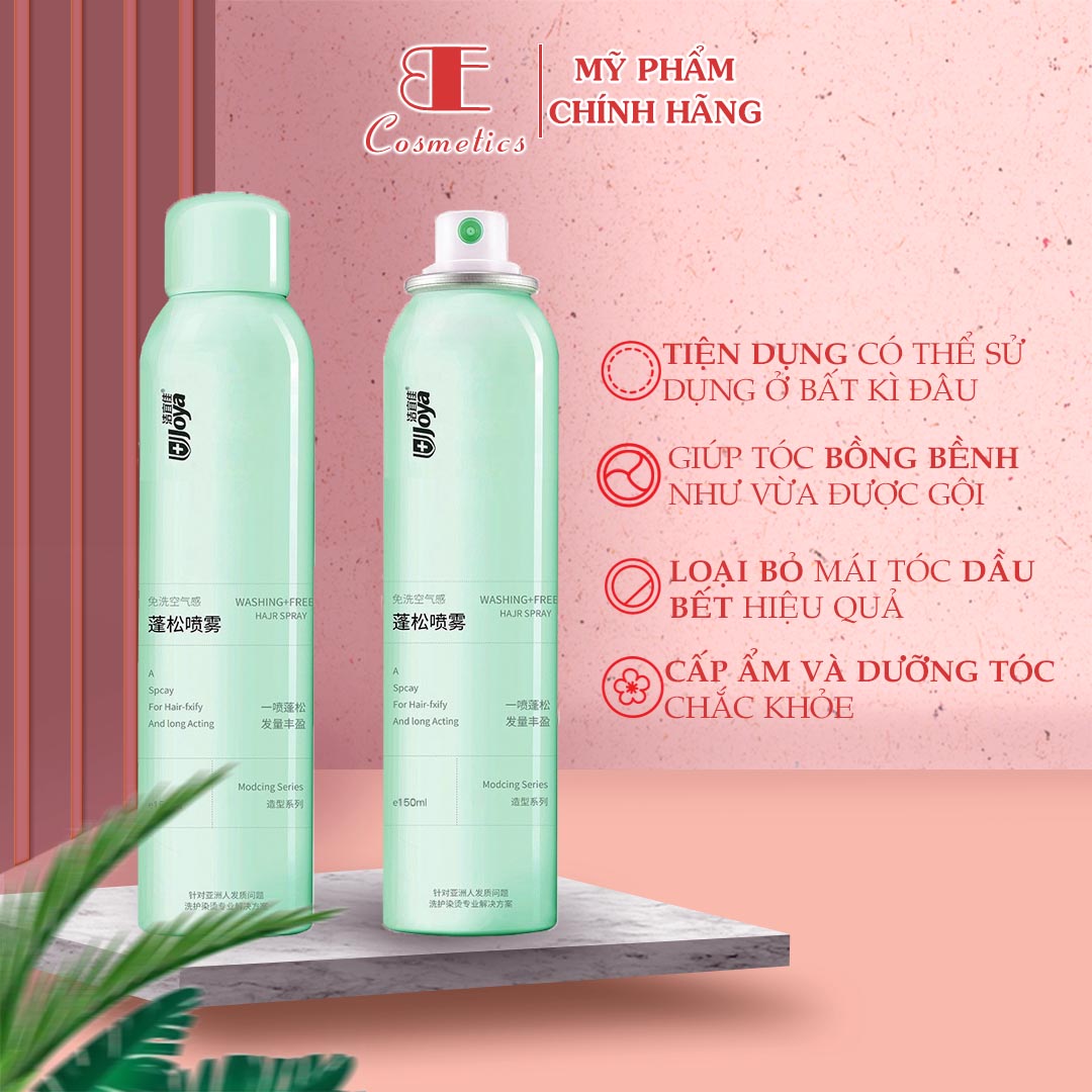 Dầu gội khô, Xịt gội đầu khô dung tích 150ml hàng nội địa trung không cần nước làm sạch hiệu quả giúp mái tóc bồng bềnh suốt 8 tiếng (DG0001), Ebi Cosmetics
