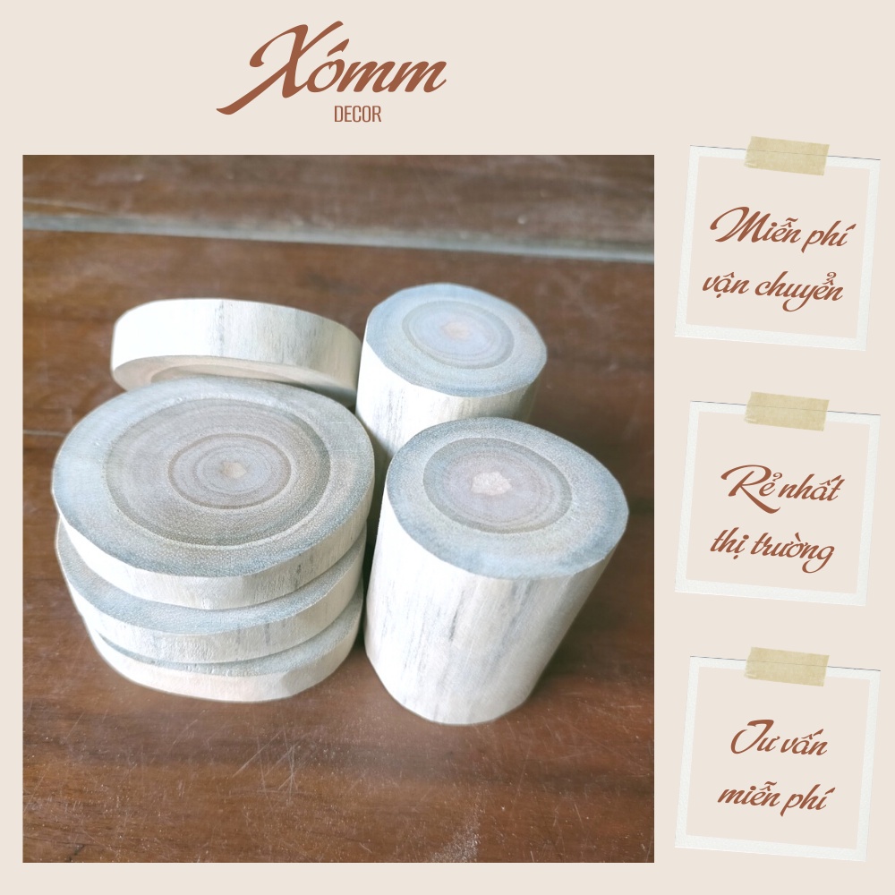 Khoanh gỗ vân tròn trang trí chụp ảnh , decor nhà cửa