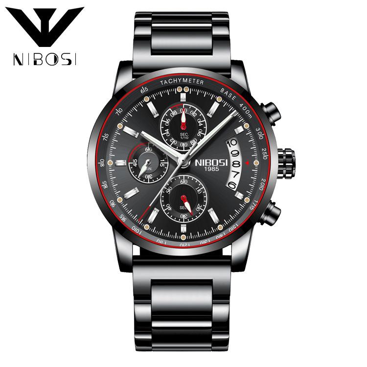 Đồng hồ nam Nibosi 2327 dây thép thiết sang trọng lịch lãm full box chính hãng