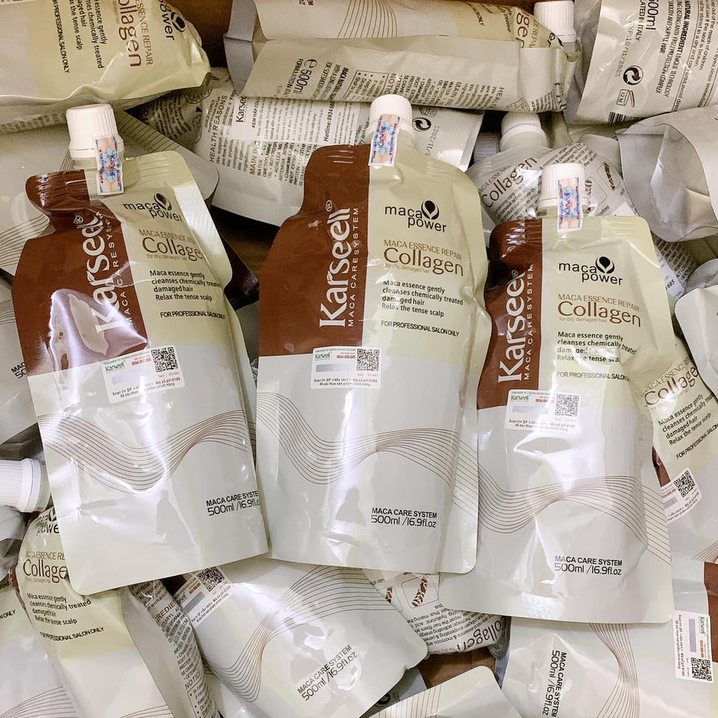 KEM Ủ TÓC PHỤC HỒI COLLAGEN KARSEELL MACA 500ML, kem phục hồi tóc khô xơ, chẻ ngọn, làm tóc mềm mượt