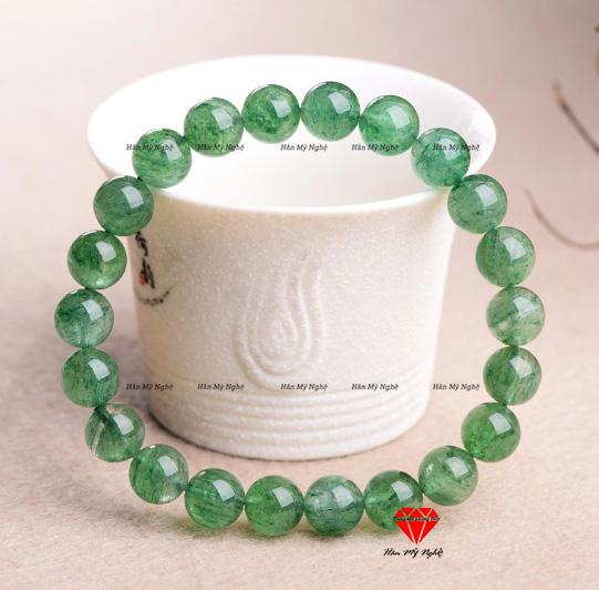 [FreeshipMAX] vòng tay đá thạch anh dâu tây xanh 8mm[handmade] tự nhiên- chuẩn  A