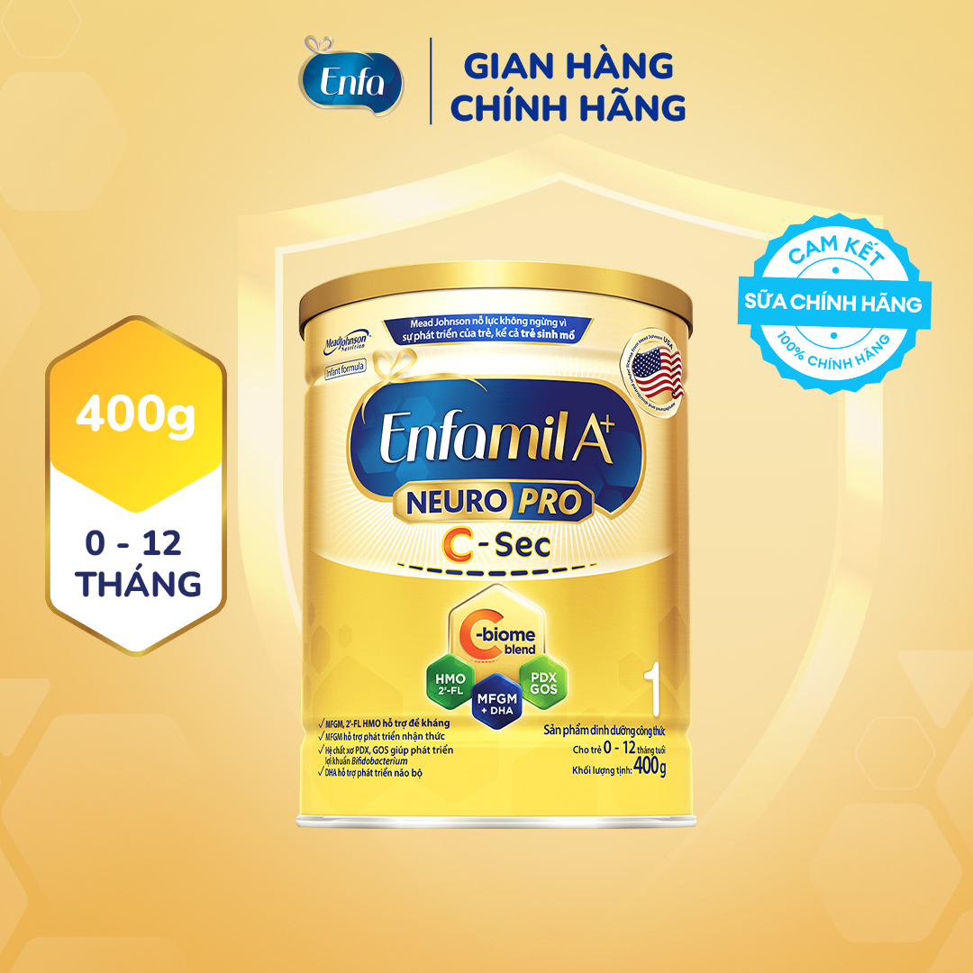Sữa bột Enfamil A+ NeuroPro 1 C-Sec 400g cho trẻ từ 0-12 tháng