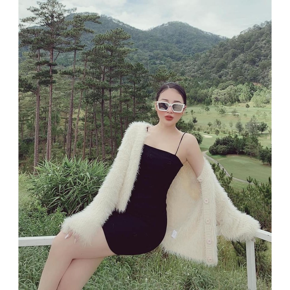 Đầm 2 dây trơn đen - Váy hai dây ôm body quyến rũ