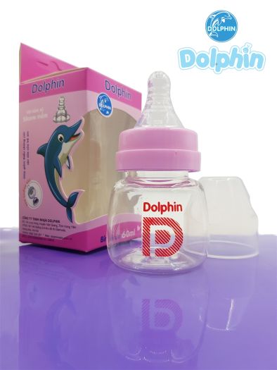 Tặng Núm vú sơ sinh - Bình sữa Dolphin 60ml chính hãng 120ml
