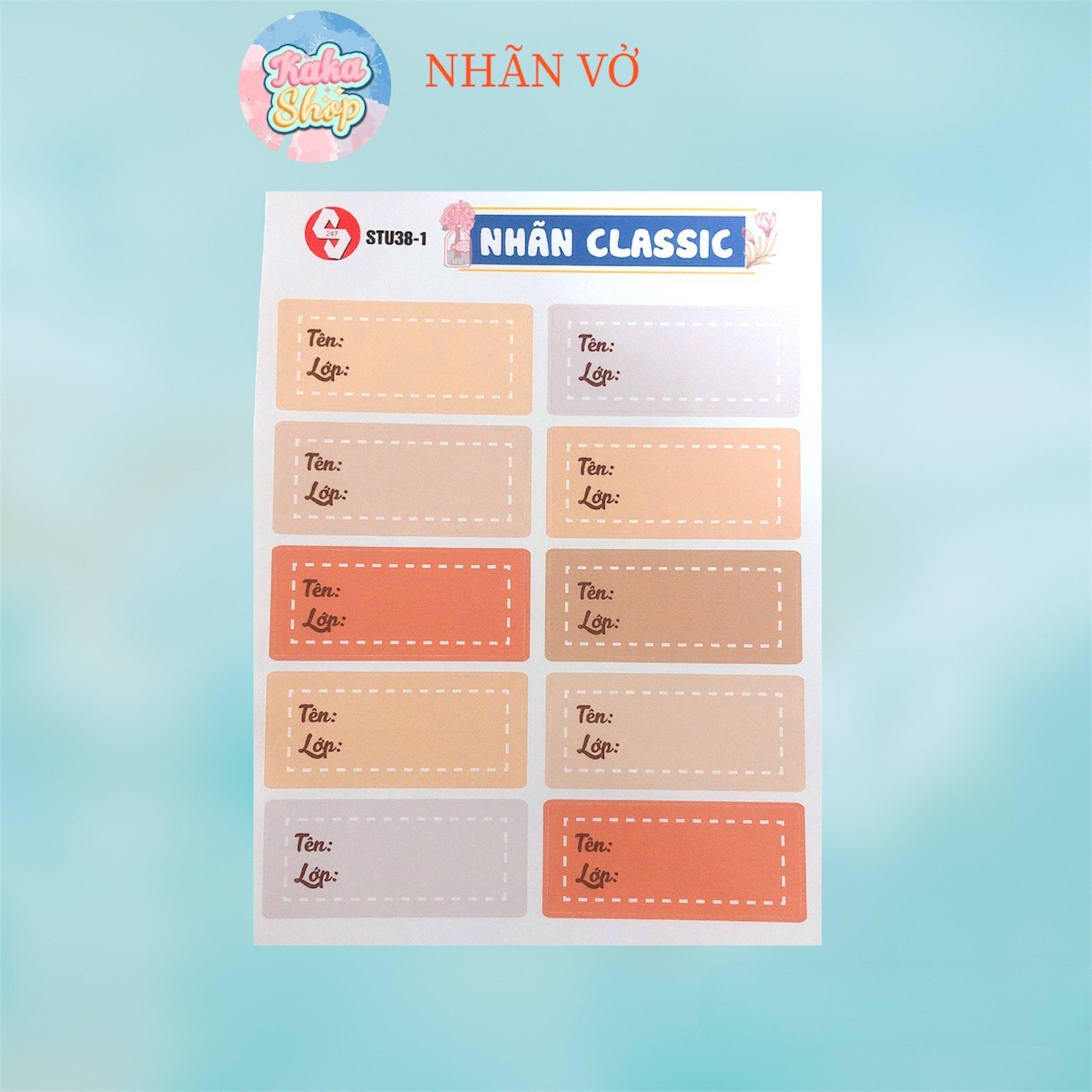 Decal nhãn vở, nhãn tập ✨ nhãn dán tập, sách, vở gồm 10 nhãn xinh xắn - nhãn vở classic.