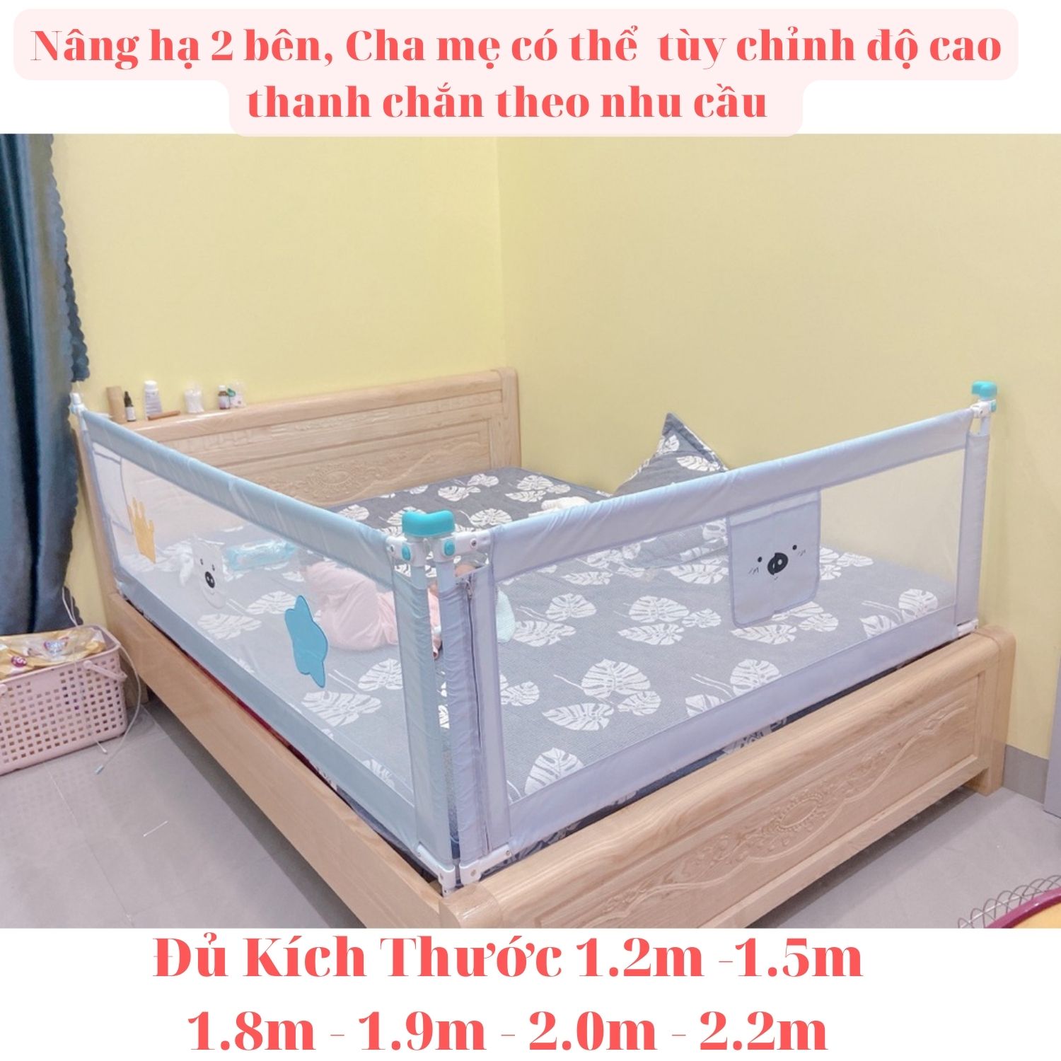 Thanh chắn giường bảo vệ an toàn cho bé