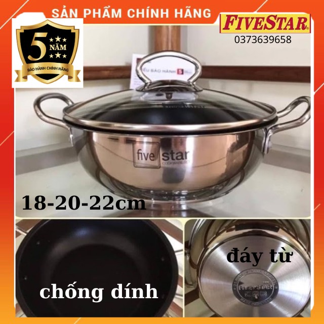 Nồi inox 304-chống dính fivestar, 3 đáy -18 -20-22cm dùng bếp từ- hàng -bảo hành 5 năm