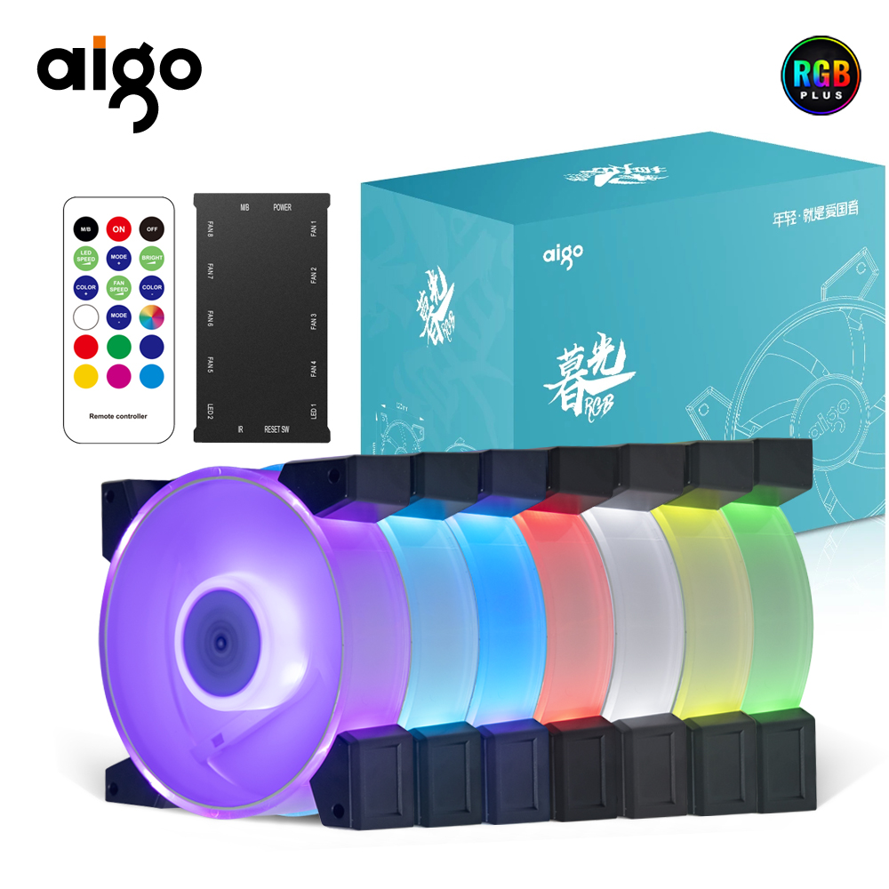 Aigo MG R1/R3/R5 12 cm 4 Pin 12V Pwm Argb aura sync Case Fans for Desktop Case 10 Lamp Beads 6 Pin hub IR remote