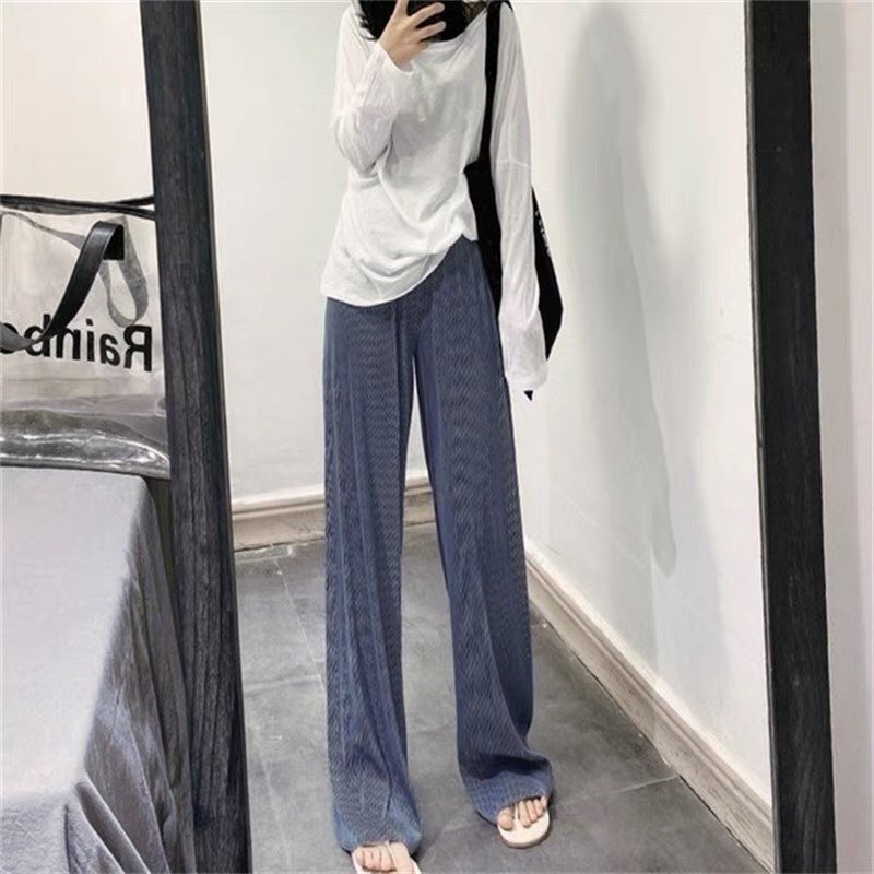 Quần xuông tăm ống rộng, Quần ống sớ dập ly cạp chun-Mã Suông Tăm Lạnh