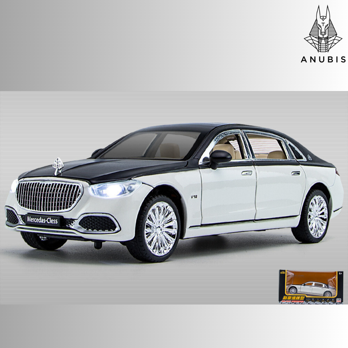 ĐỒ CHƠI MÔ HÌNH ÔTÔ SIÊU XE MERCEDES BENZ S680 MAYBACH TỈ LỆ 1/24 SIÊU TO VỚI KHUNG XE KIM LOẠI, CÓ ĐÈN TRƯỚC SAU, NHẠC VÀ CÓT CHẠY