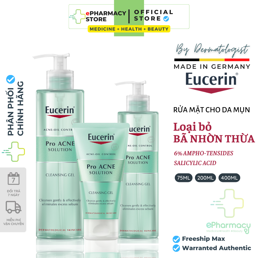 Sữa rửa mặt làm giảm mụn Eucerin Pro Acne Cleansing Gel