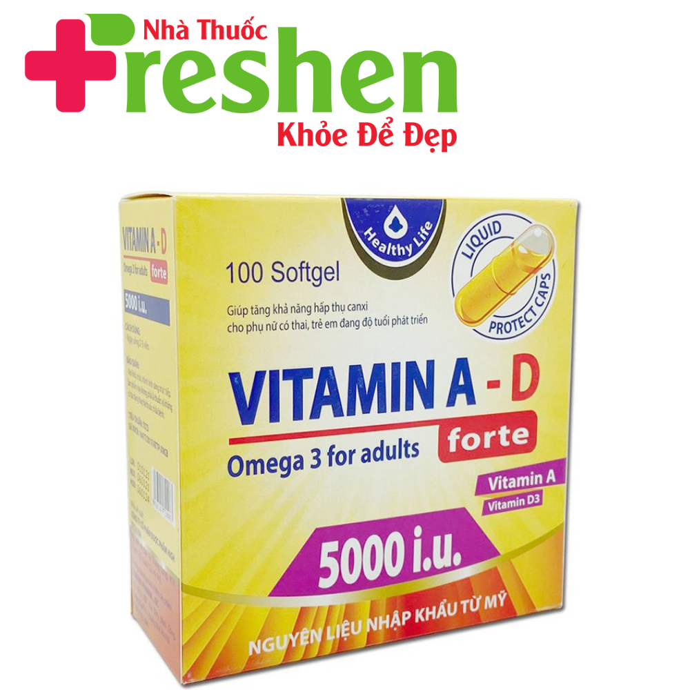 Viên uống bổ sung Vitamin A D, Omega 3 tăng cường sức khỏe, tốt cho mắt, da - Hộp 100 viên
