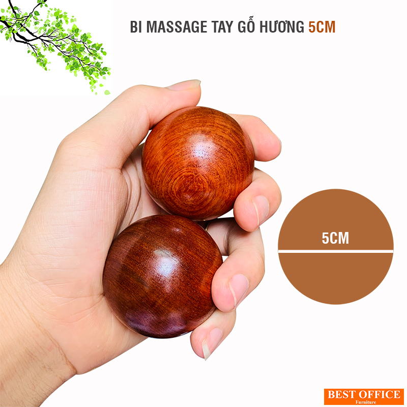 Bi lăn tay gỗ Hương cao cấp, 2 viên bi massgae tay, sản phẩm cho sức khỏe lưu thông mạch máu, giảm tải stress