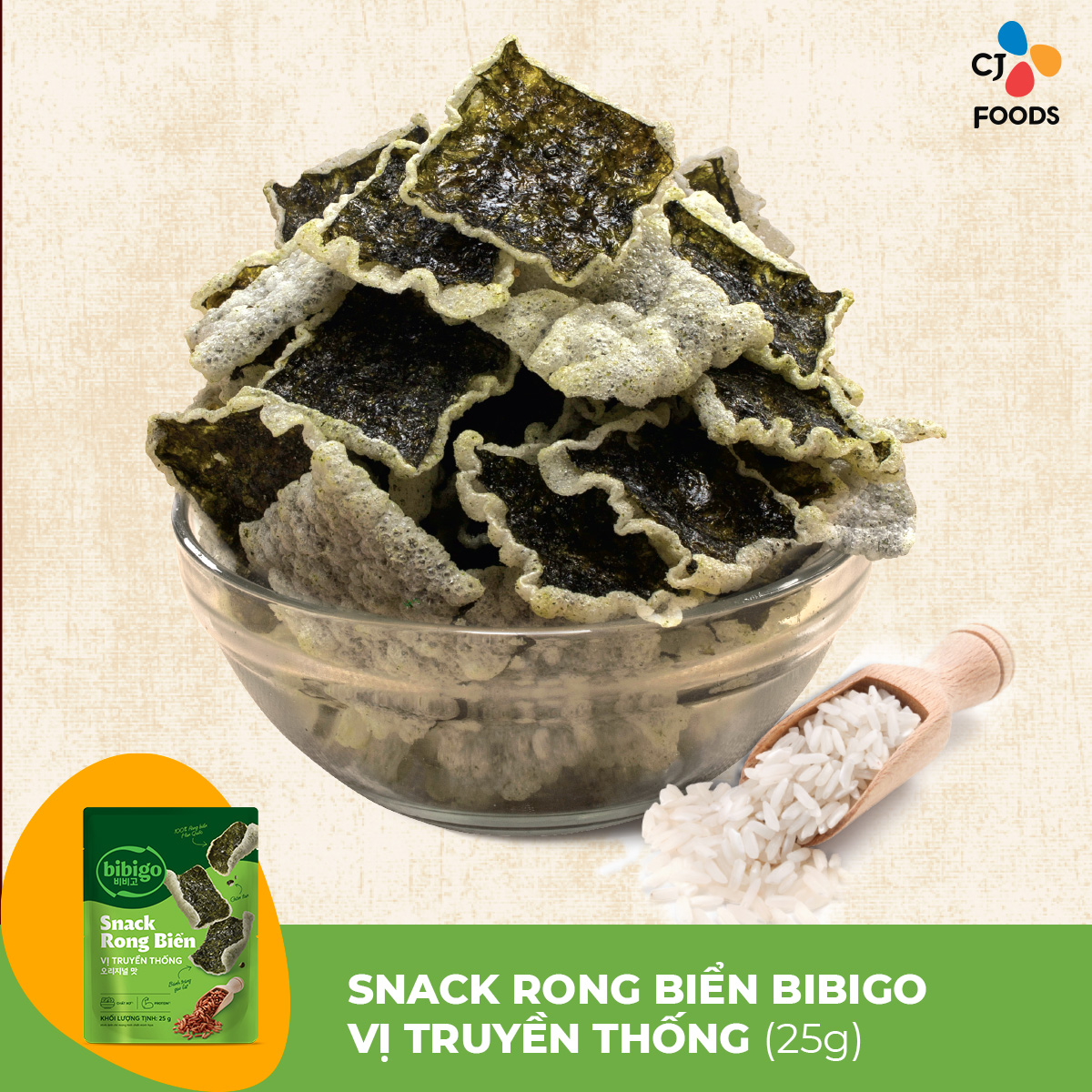 Snack rong biển Bibigo vị truyền thống 25g