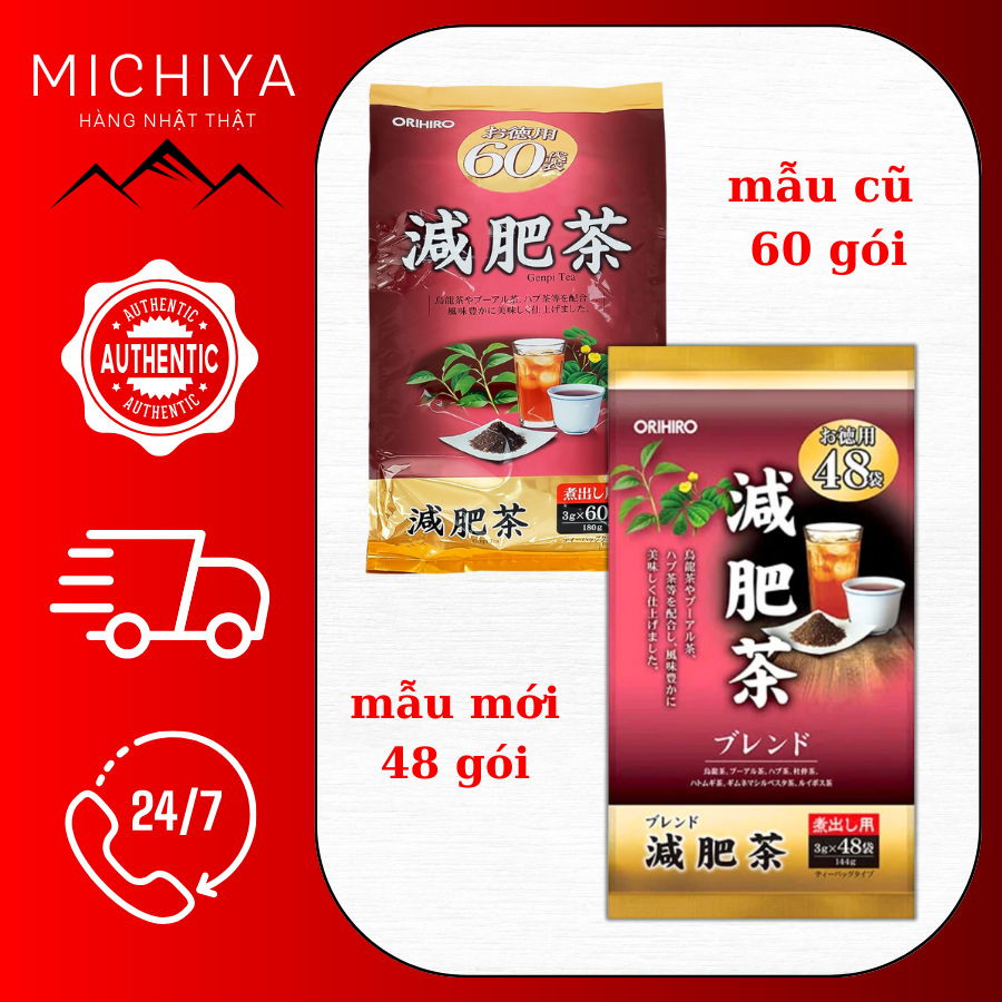Trà giảm mỡ bụng Genpi Orihiro Nhật Bản 60 gói, Trà giảm mỡ bụng Nhật Bản Orihiro Genpi túi lọc